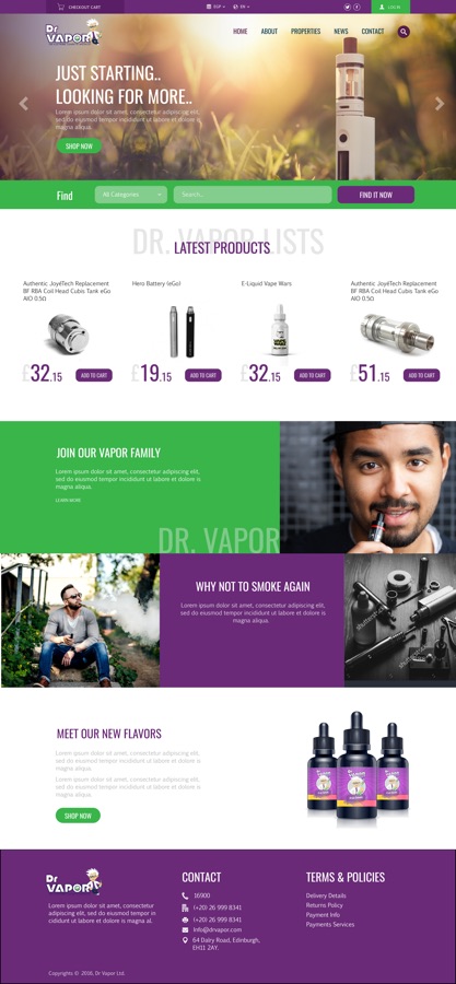 Dr Vapour Store — E-commerce Design