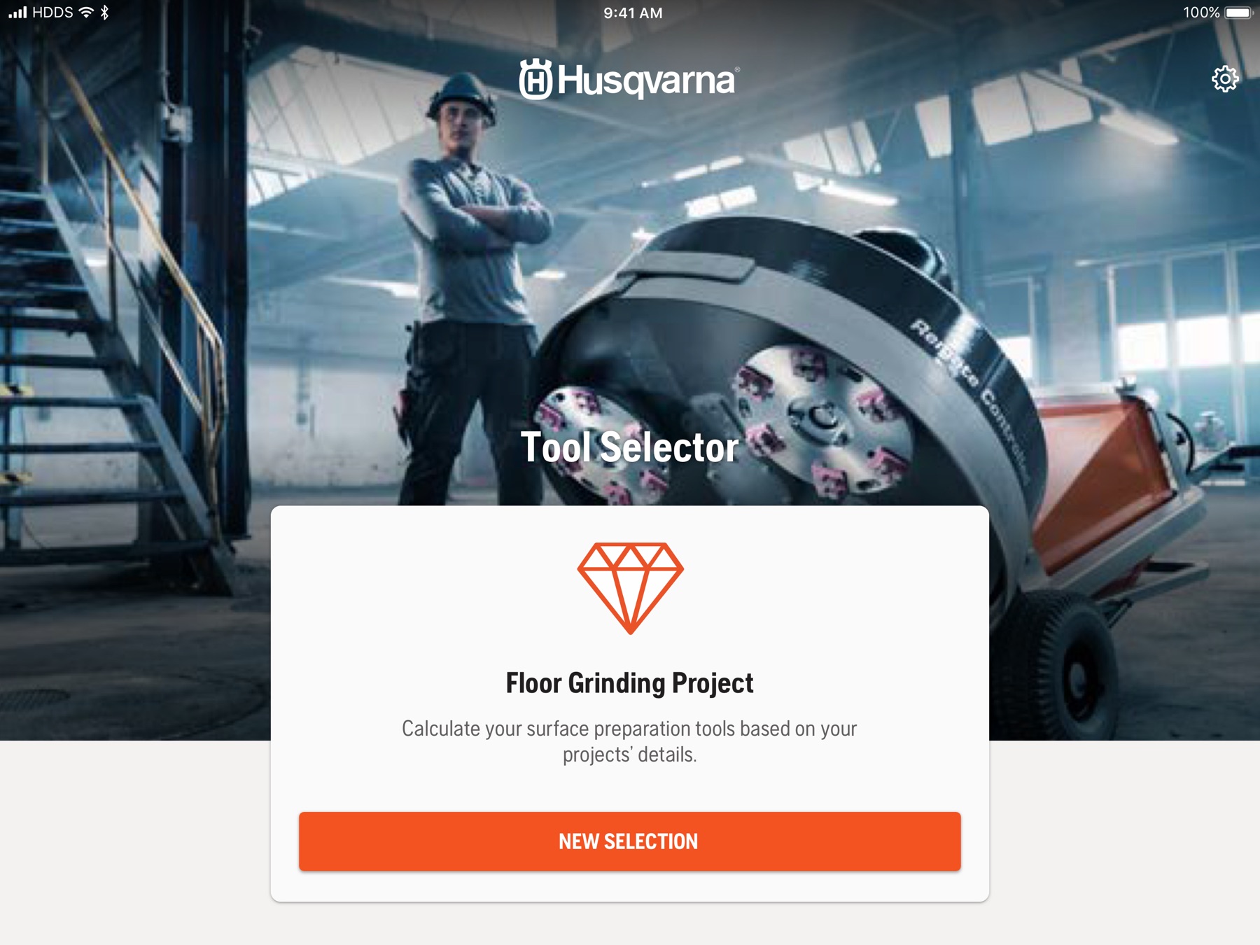 Diamond Tool Selector landing screen on iPad