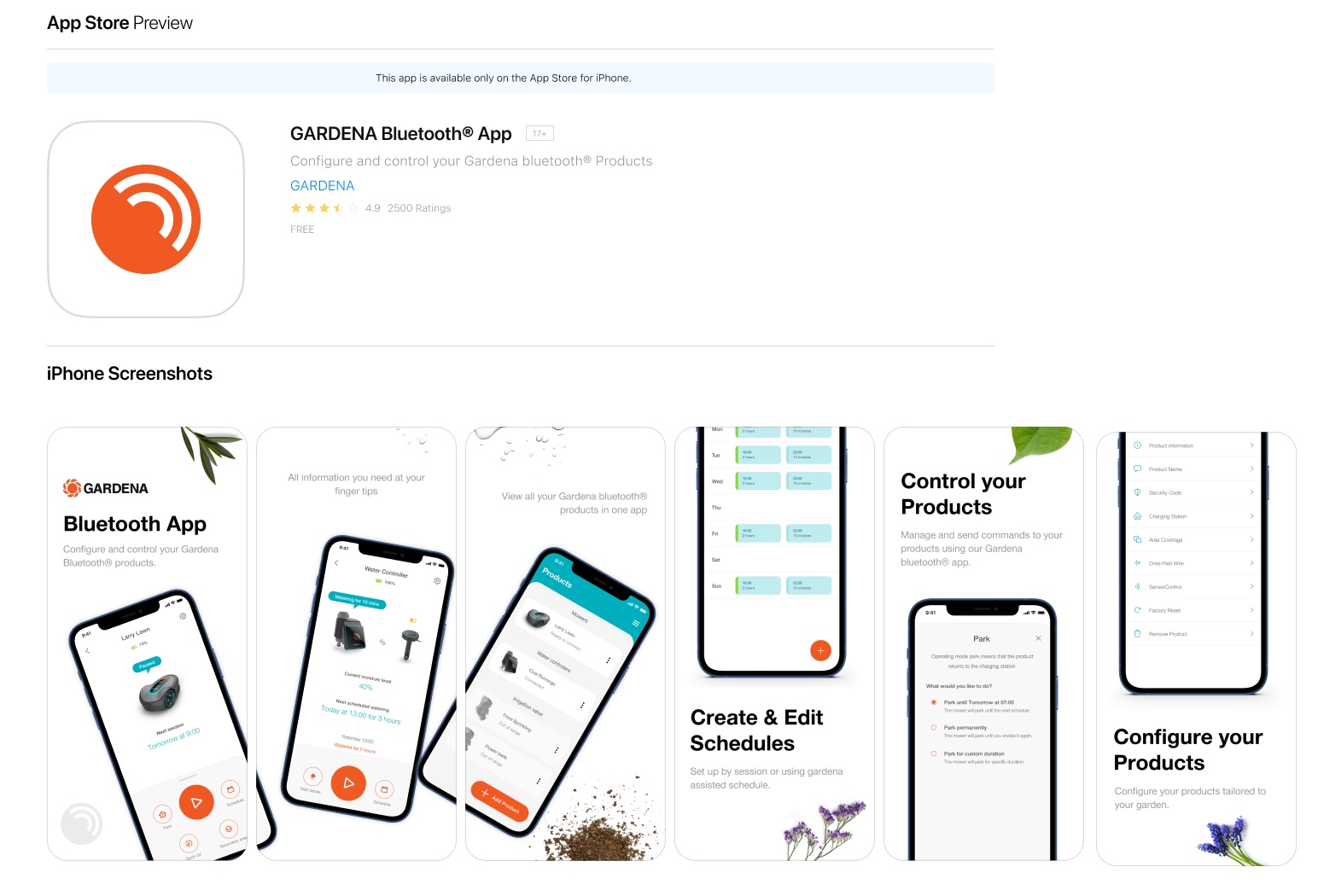 App Store listing concept — six designed screenshot panels