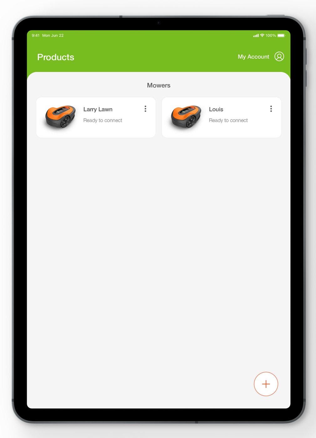 Gardena Bluetooth App dashboard on iPad