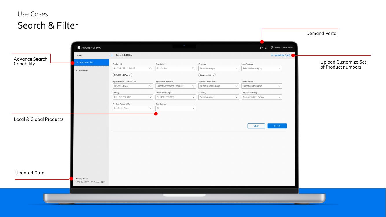Search and filter use case with advanced search capability